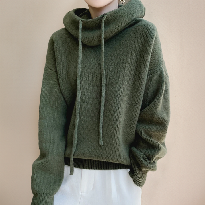 Frances – Fashionable Bow Print Round Neck Knit Pullover