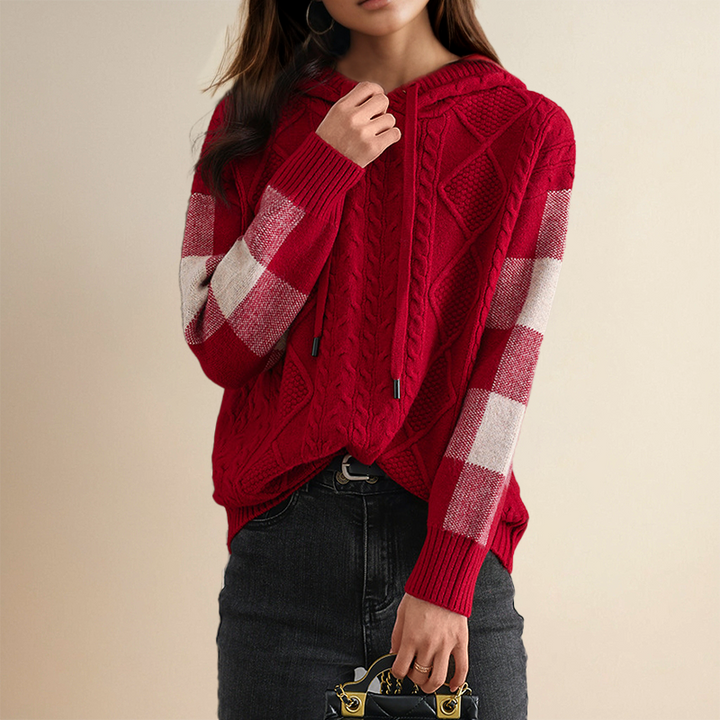 Evangeline – Cable Knit Hoodie Sweater