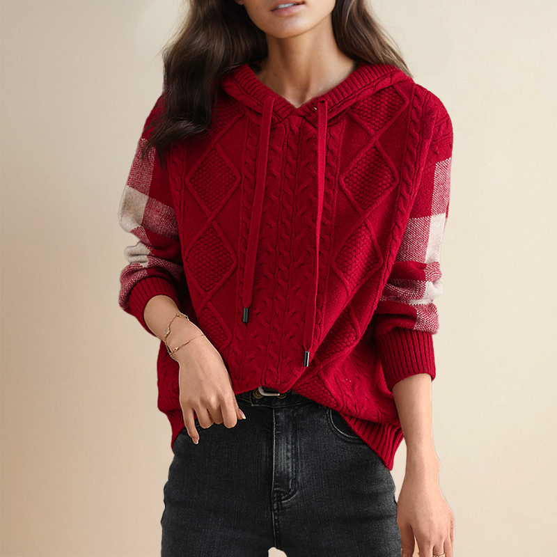 Evangeline – Cable Knit Hoodie Sweater