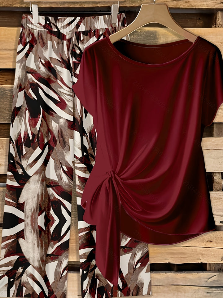 Amalia – Floral Print Top and Wide-Leg Pants Set