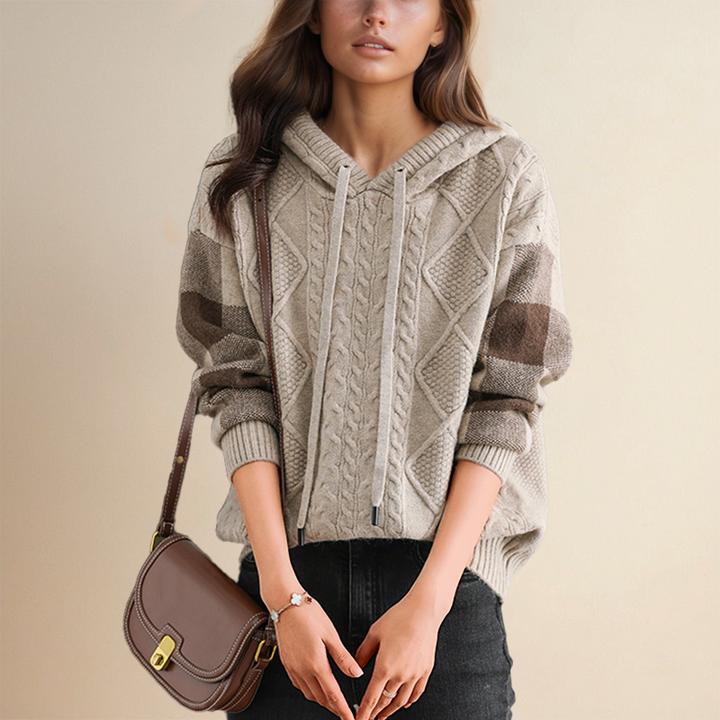 Evangeline – Cable Knit Hoodie Sweater