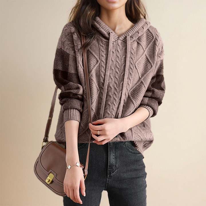 Evangeline – Cable Knit Hoodie Sweater