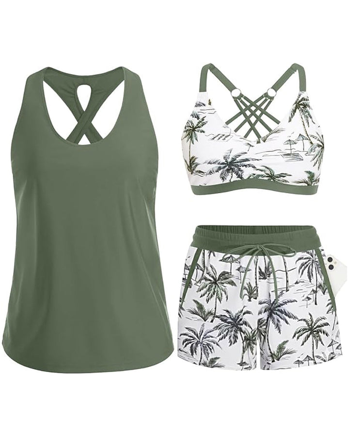 Carol – Three-Piece Tankini and Shorts Set