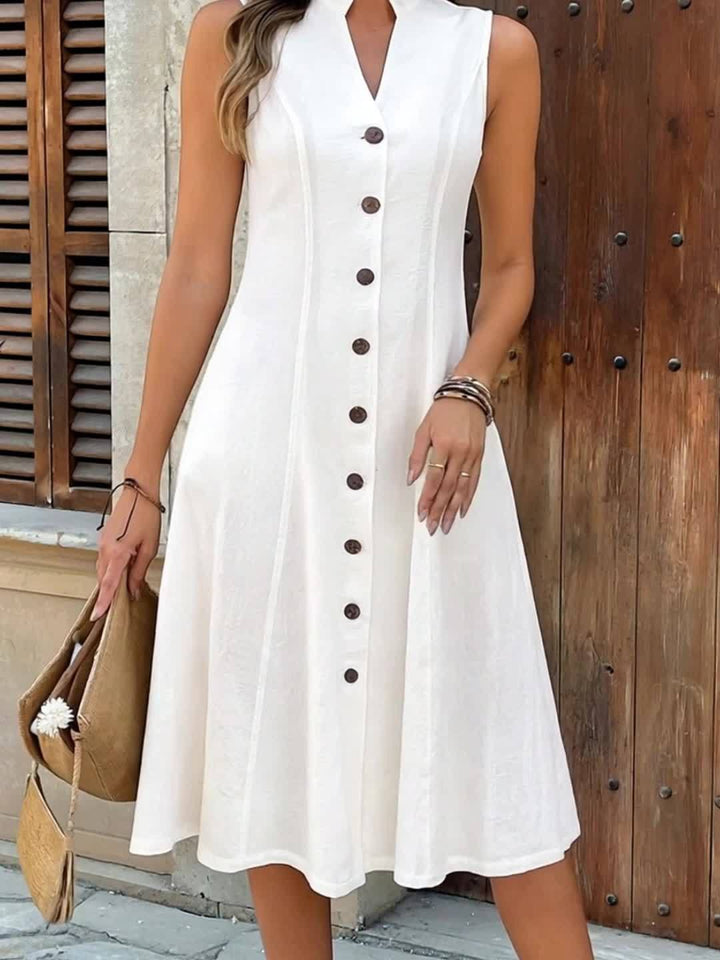 Eileen – Button Front Sleeveless Midi Dress