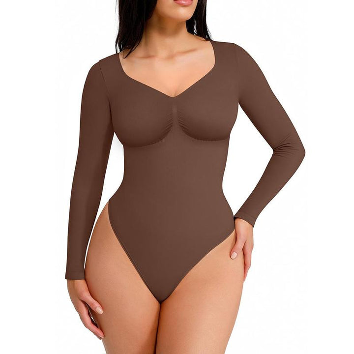 Jill – Seamless Shaping Long Sleeve Thong Bodysuit