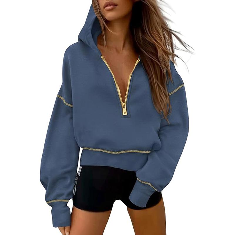 Ethel – Stylish Hooded Zip Sweatshirt with Stitching Detail