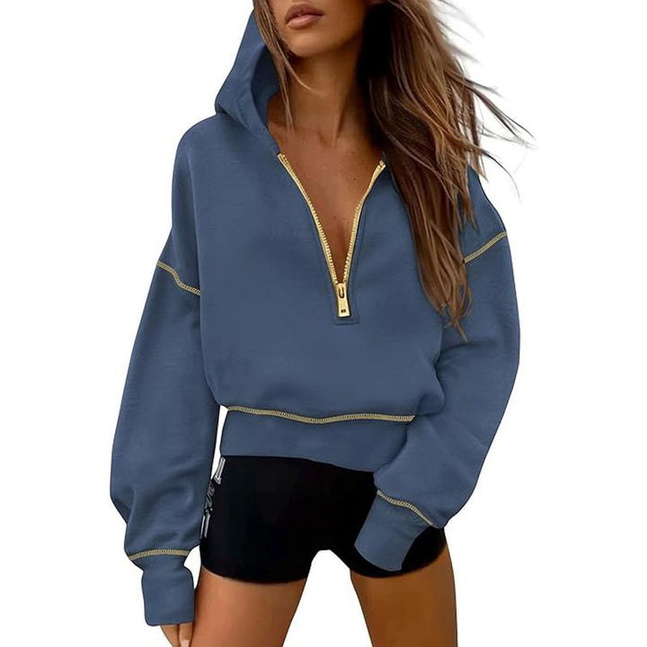 Ethel – Stylish Hooded Zip Sweatshirt with Stitching Detail