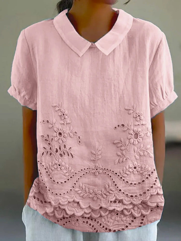 Constance – Floral Embroidered Collar Blouse