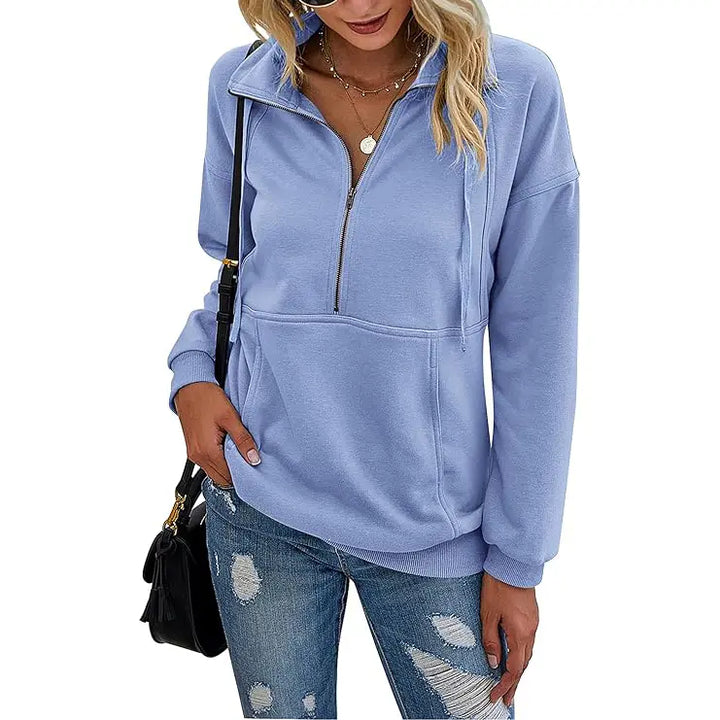 Annie – Lapel Zip-Up Casual Pullover Sweatshirt