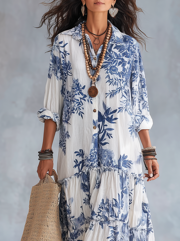 Faye – Floral Button-Down Tiered Maxi Dress