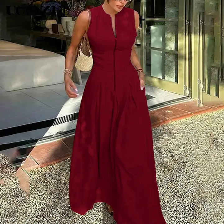 Sonia – Relaxed Loose Fit Zippered Round Neck Maxi Dress