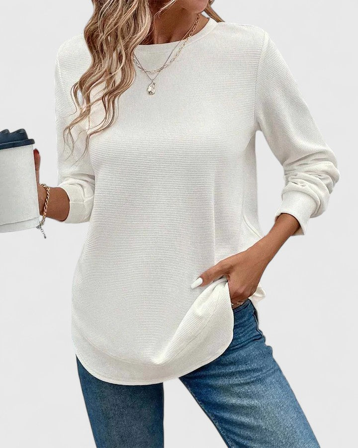 Philippa – Elegant Round Neck Long Sleeve Blouse