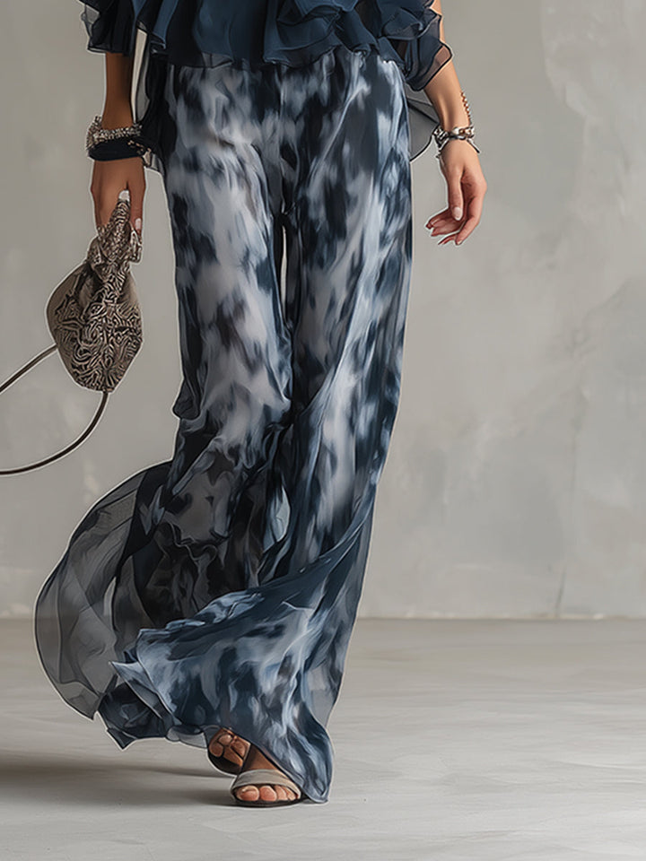 Lorinda – High-Neck Top And Wide-Leg Printed Pants