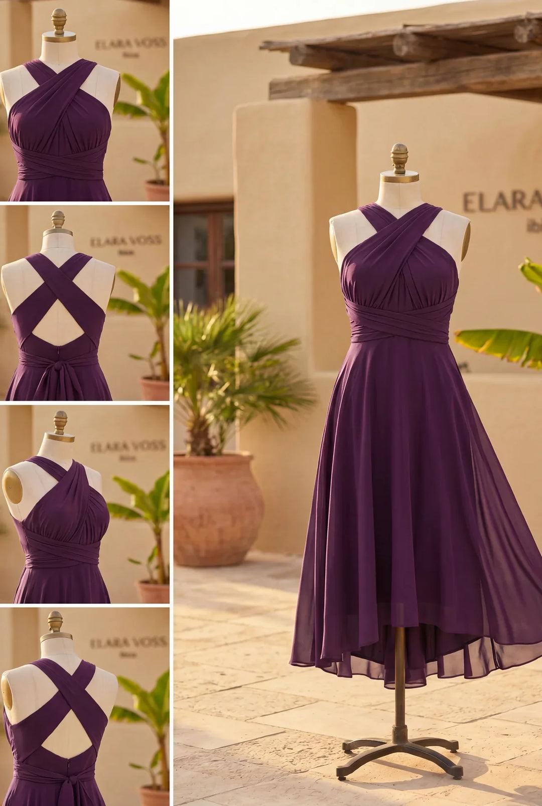 Muriel – Ruched Midi Dress with Flowing Skirt