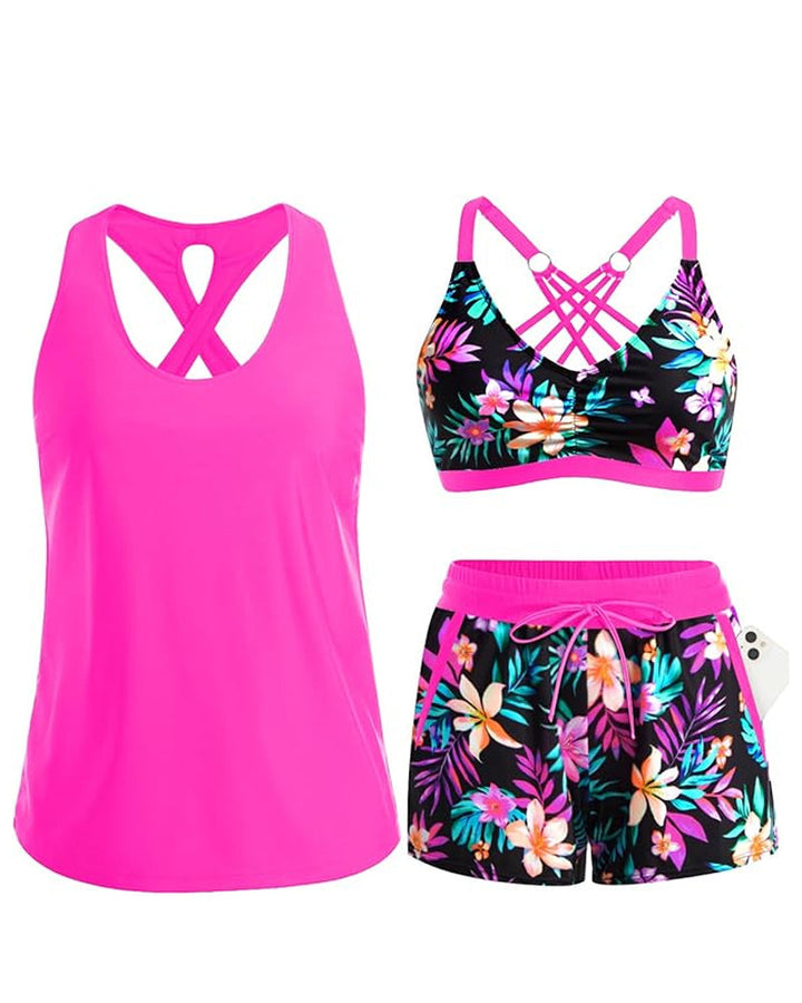Josephine – Three-Piece Tankini and Shorts Set