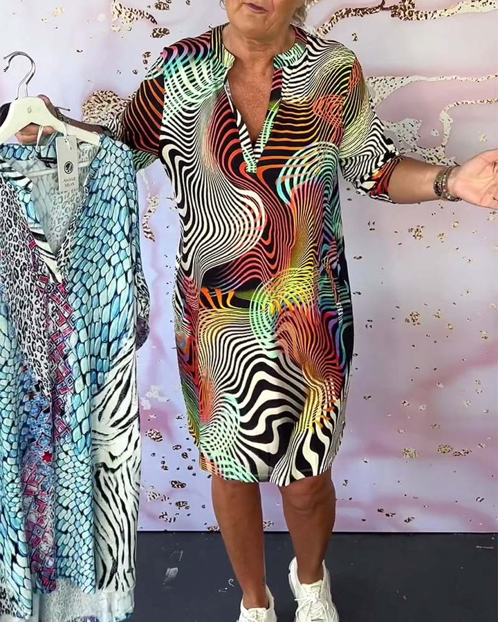 Deirdre – Colourful V-Neck Dress