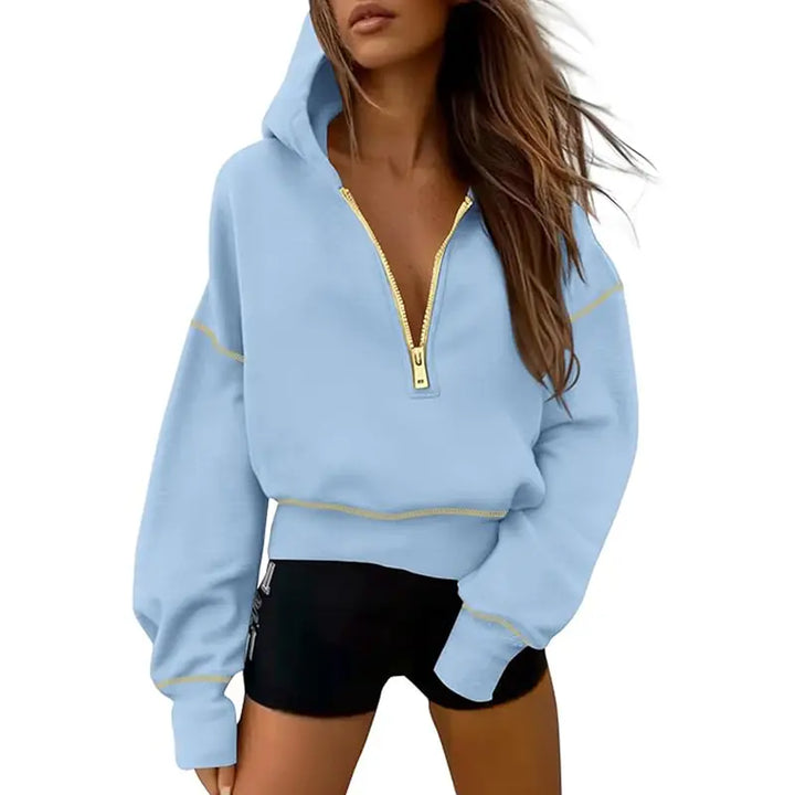 Ethel – Stylish Hooded Zip Sweatshirt with Stitching Detail