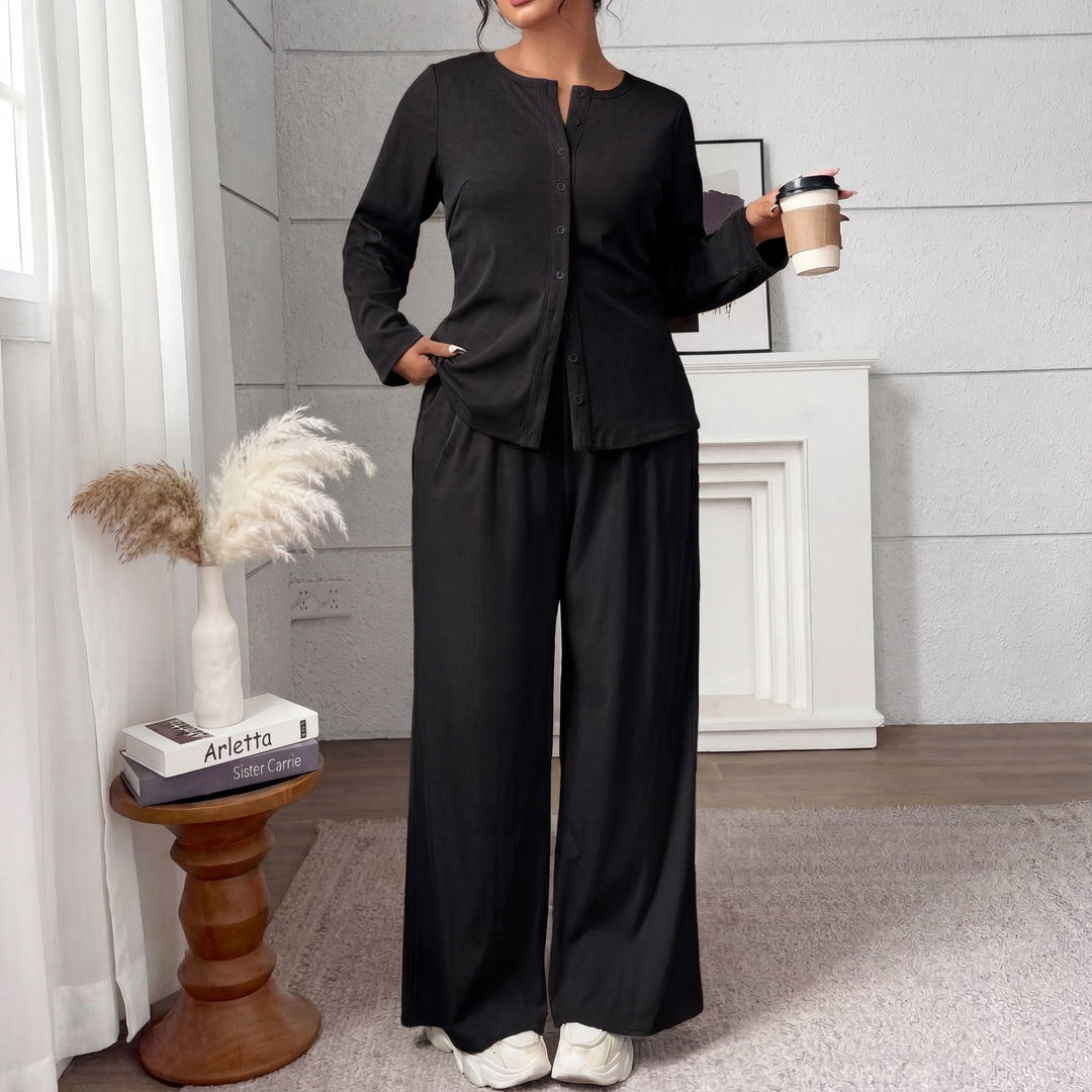 Freda – Elegant Plus-Size Knitted Two-Piece Set