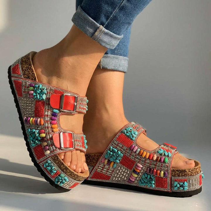 Samantha – Beaded Platform Slides