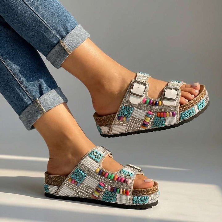 Samantha – Beaded Platform Slides