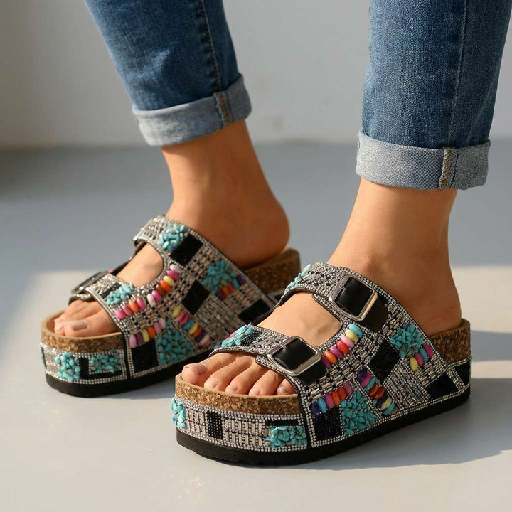Samantha – Beaded Platform Slides
