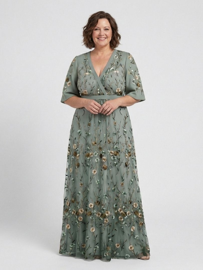 Joan – Floral V-Neck Short Sleeve Maxi Dress