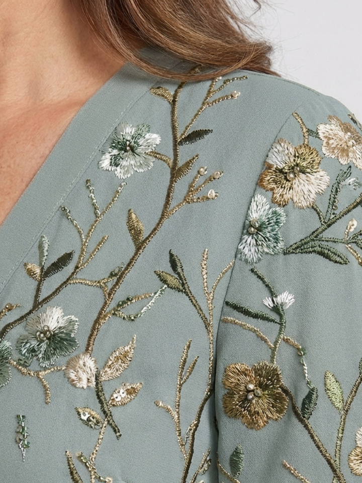 Joan – Floral V-Neck Short Sleeve Maxi Dress