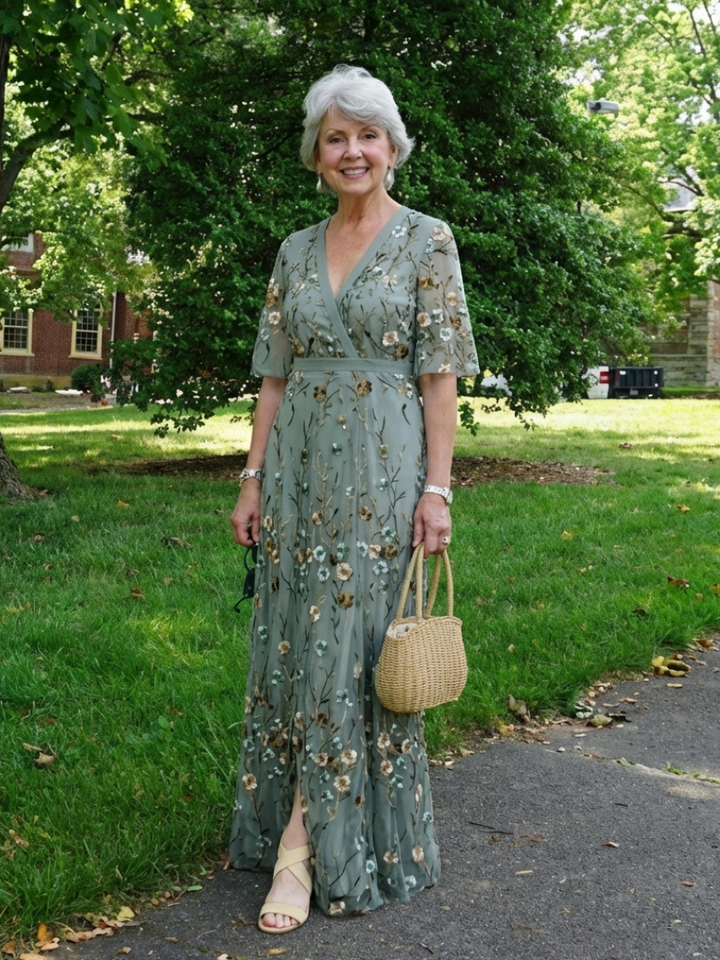 Joan – Floral V-Neck Short Sleeve Maxi Dress