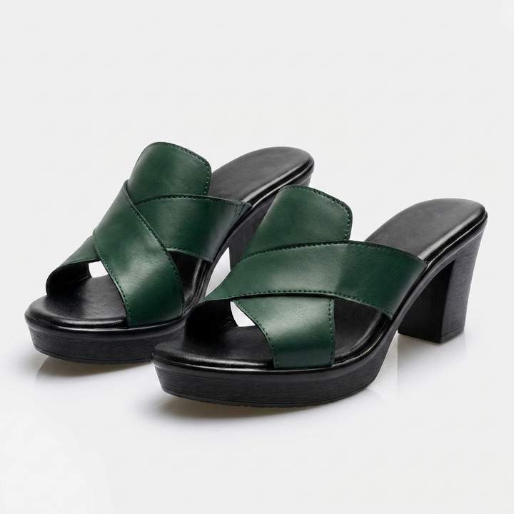 Darcy – Cross Strap Platform Block Heels