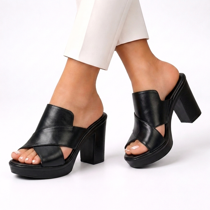 Dara – Crossover Strap Platform Block Heels