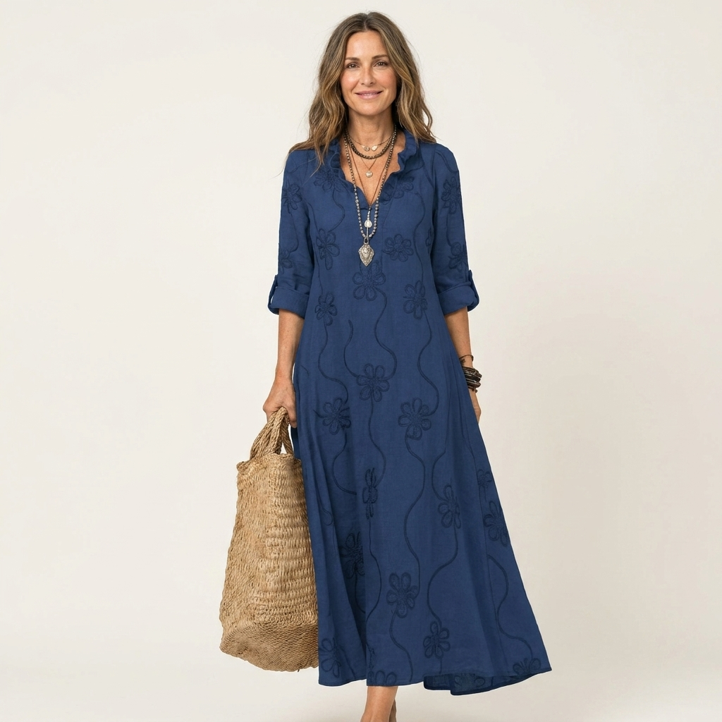 Eileen – Floral Embroidery Maxi Dress