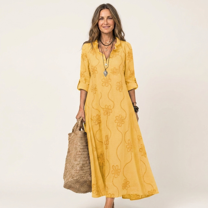 Eileen – Floral Embroidery Maxi Dress