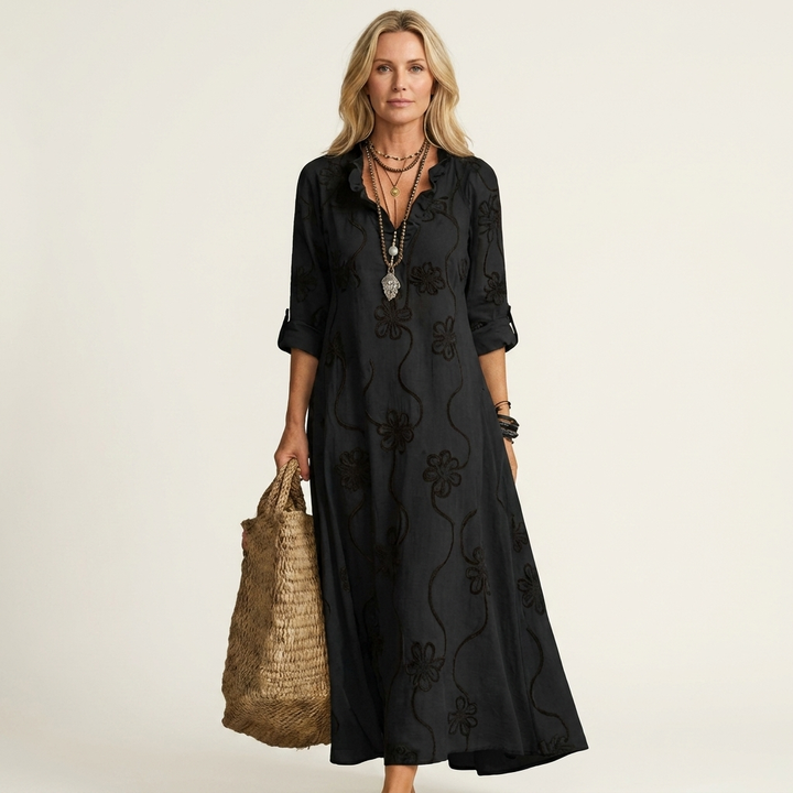 Eileen – Floral Embroidery Maxi Dress