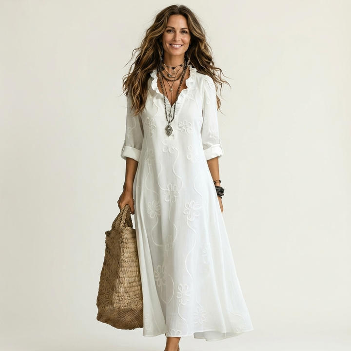 Eileen – Floral Embroidery Maxi Dress