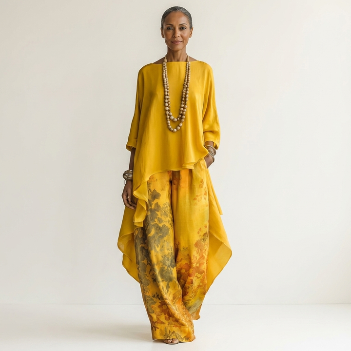 Rosemary – Asymmetric Tunic and Wide Leg Trouser Two Piece Set