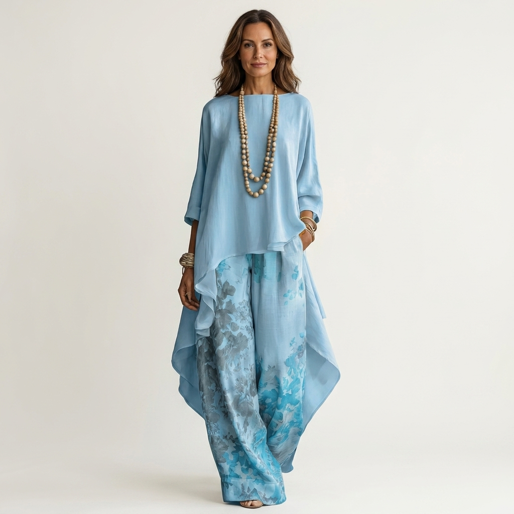 Rosemary – Asymmetric Tunic and Wide Leg Trouser Two Piece Set