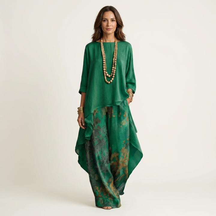 Rosemary – Asymmetric Tunic and Wide Leg Trouser Two Piece Set