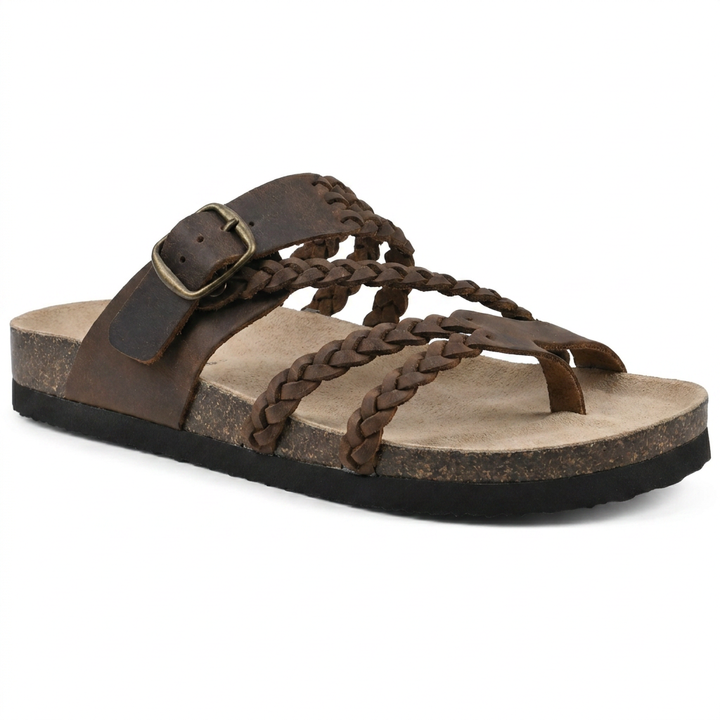 Maya – Braided Strap Cork Footbed Sandals
