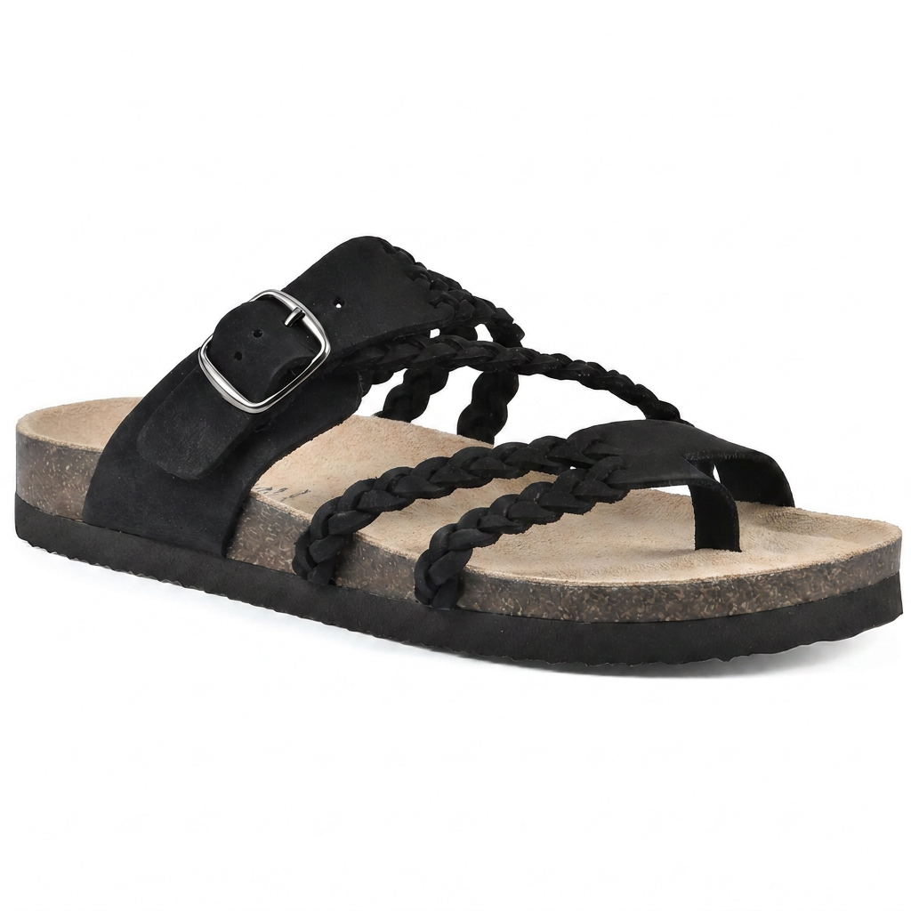Maya – Braided Strap Cork Footbed Sandals