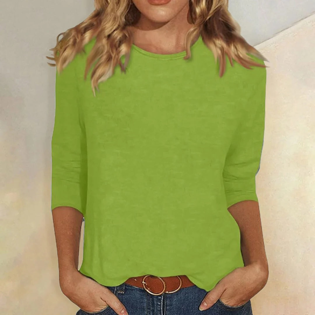 Lynda – Crew Neck Three Quarter Sleeve Casual Top