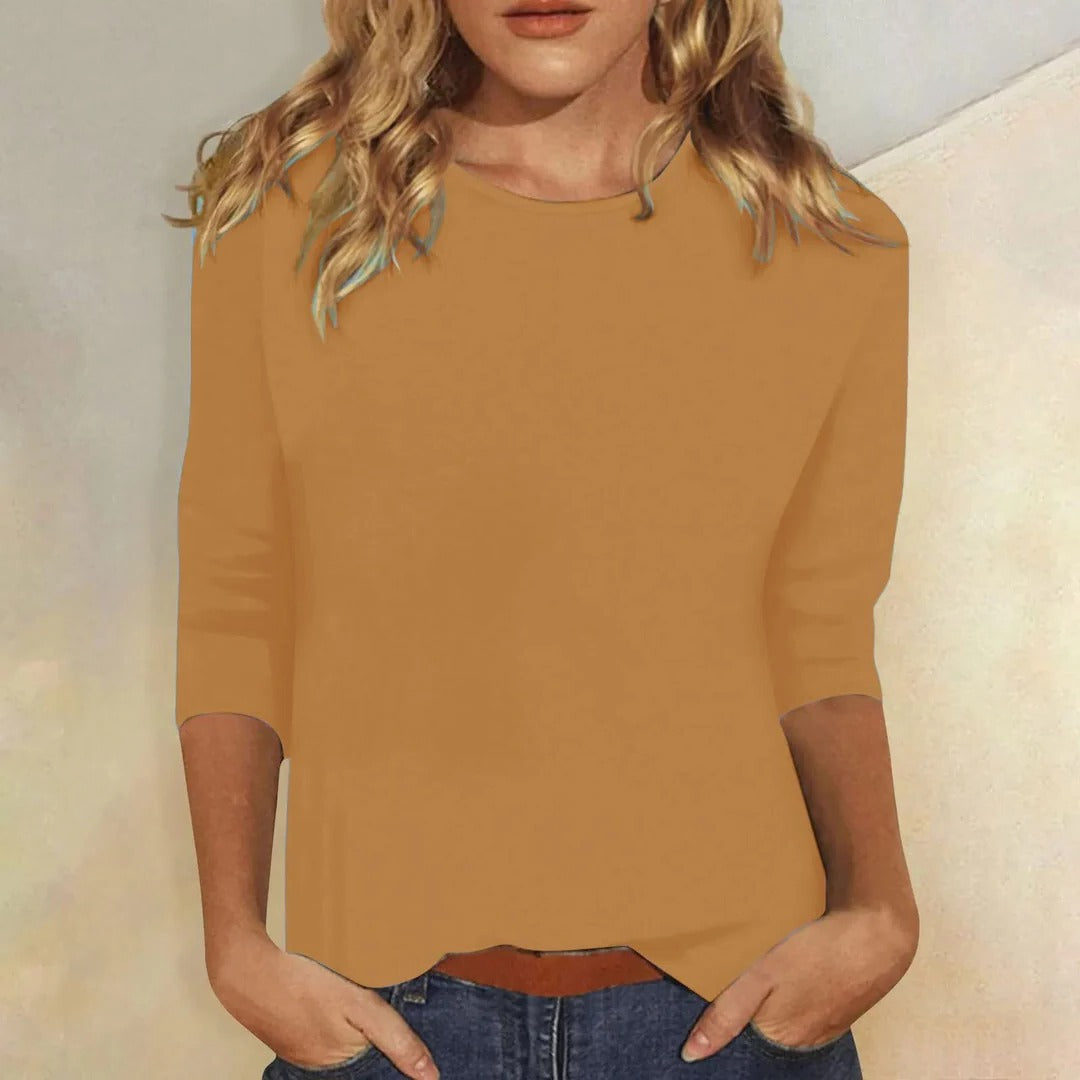 Lynda – Crew Neck Three Quarter Sleeve Casual Top