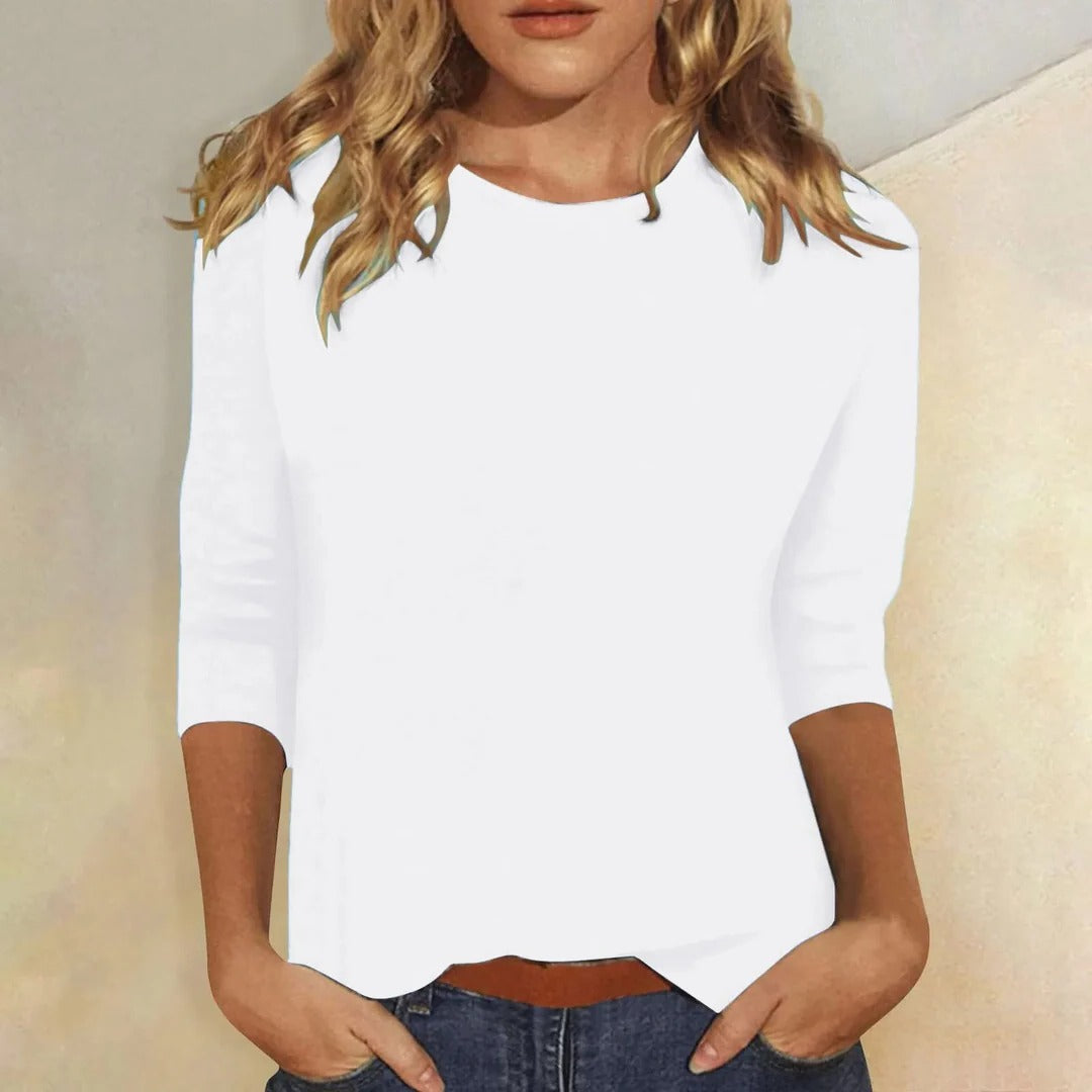 Lynda – Crew Neck Three Quarter Sleeve Casual Top