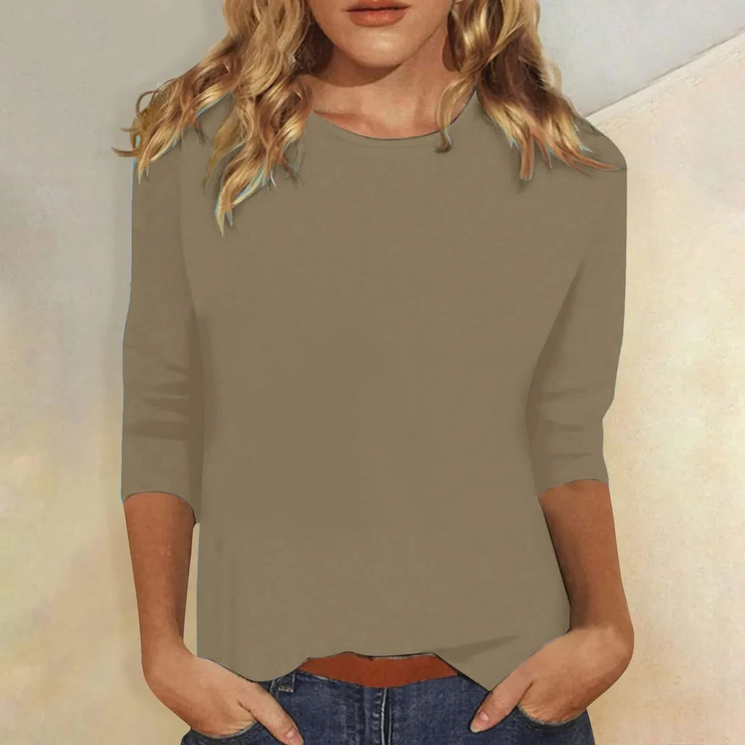 Lynda – Crew Neck Three Quarter Sleeve Casual Top