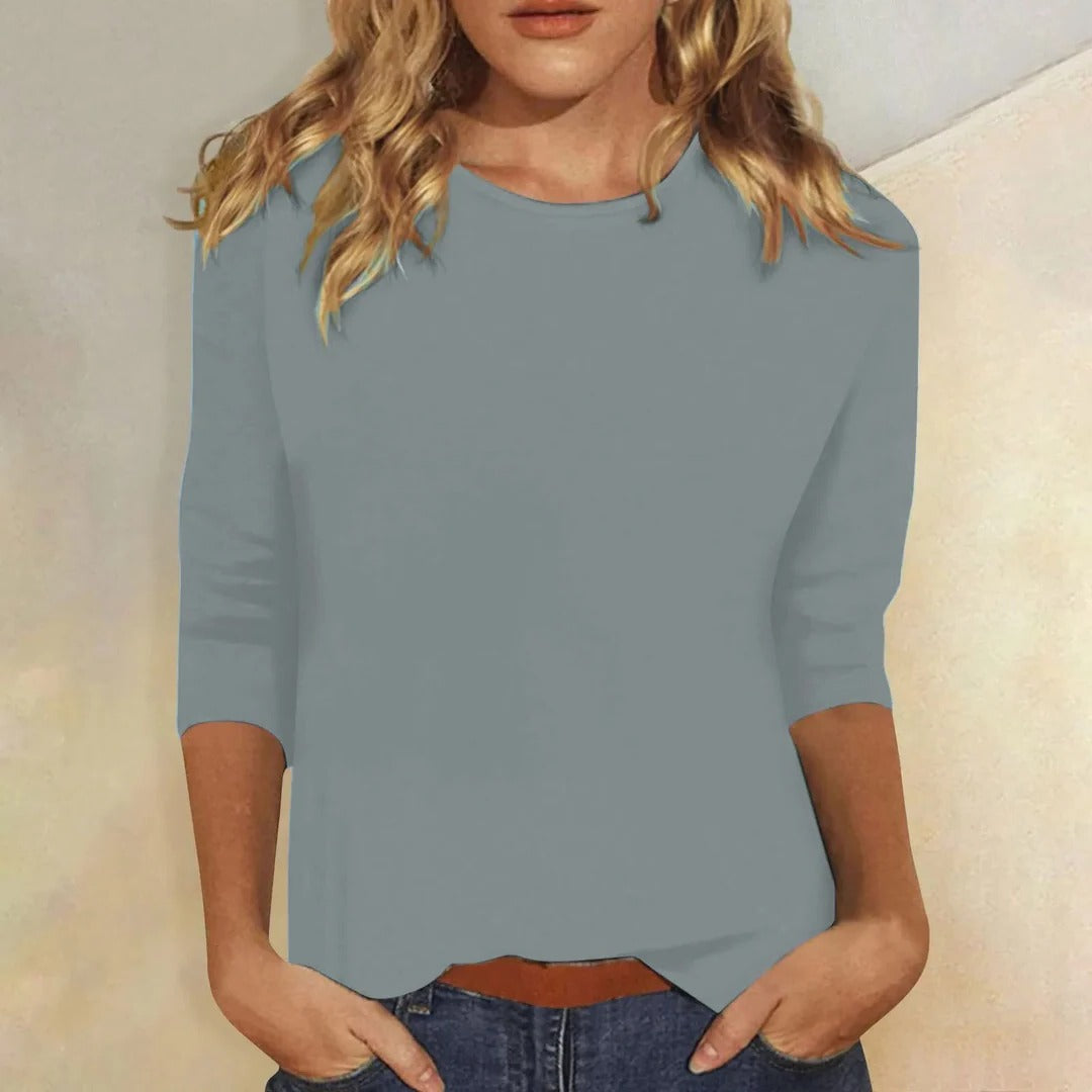 Lynda – Crew Neck Three Quarter Sleeve Casual Top