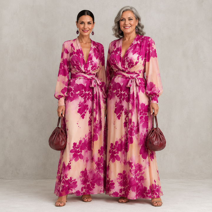 Vivienne – Floral Wrap Belted Maxi Dress