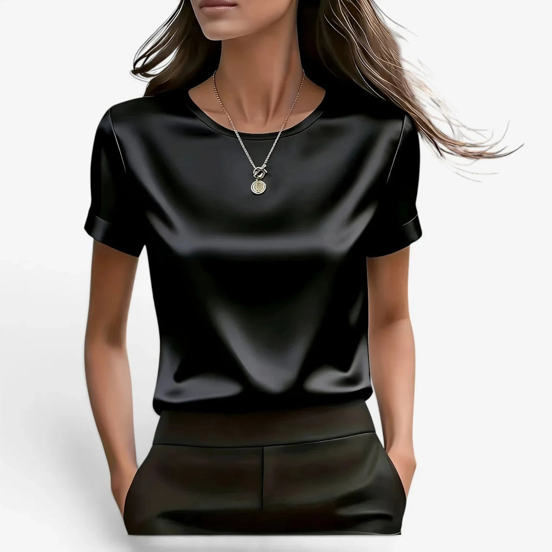 Nadine – Satin Finish Short Sleeve Top