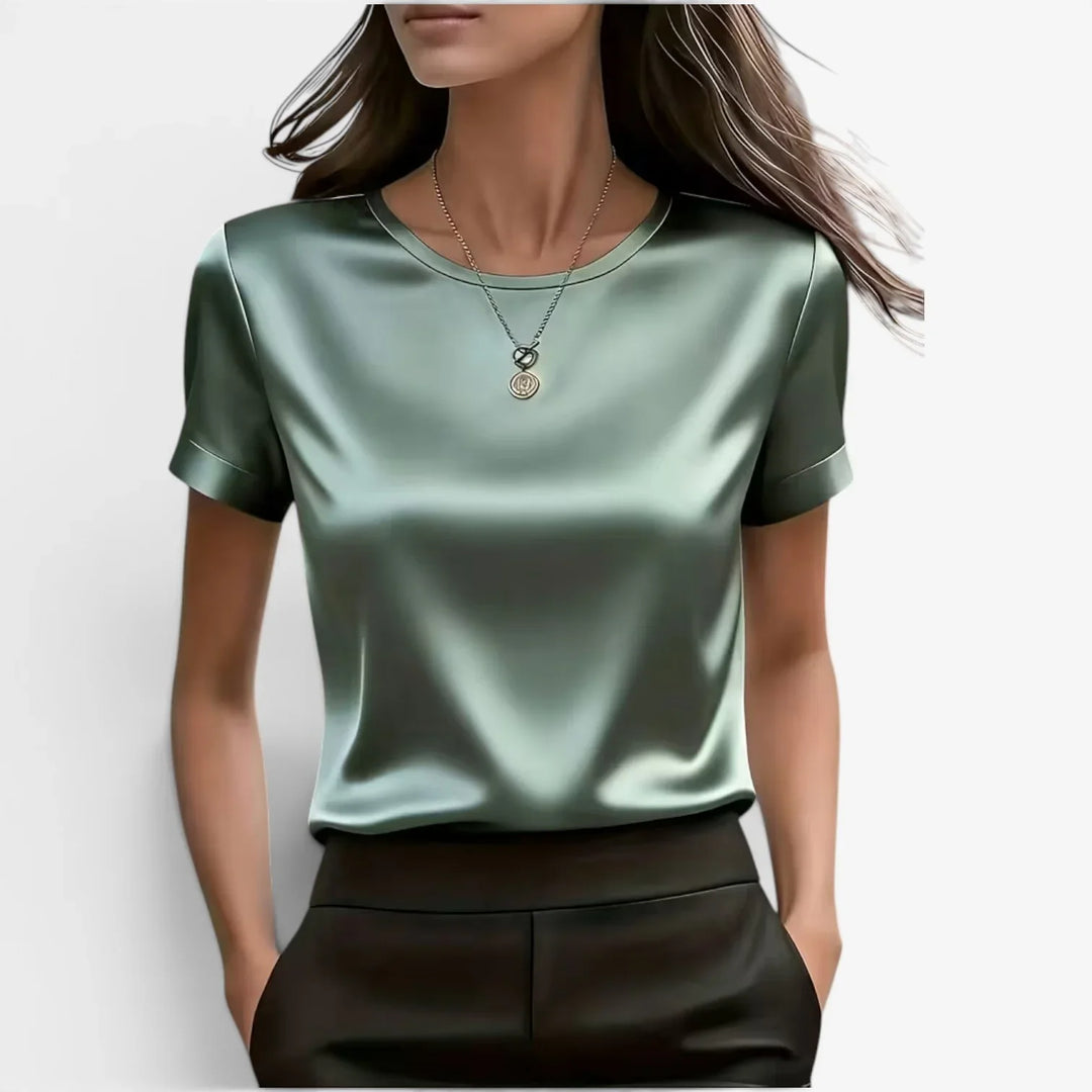 Nadine – Satin Finish Short Sleeve Top