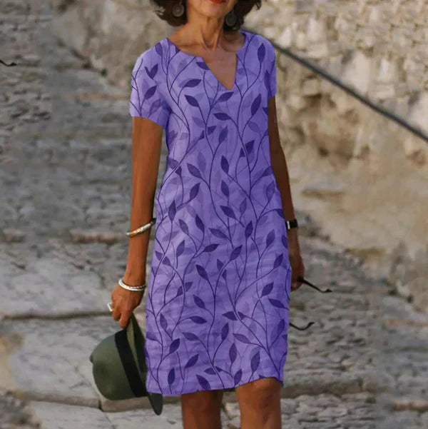 Mavis – Effortless Leaf Pattern Dress