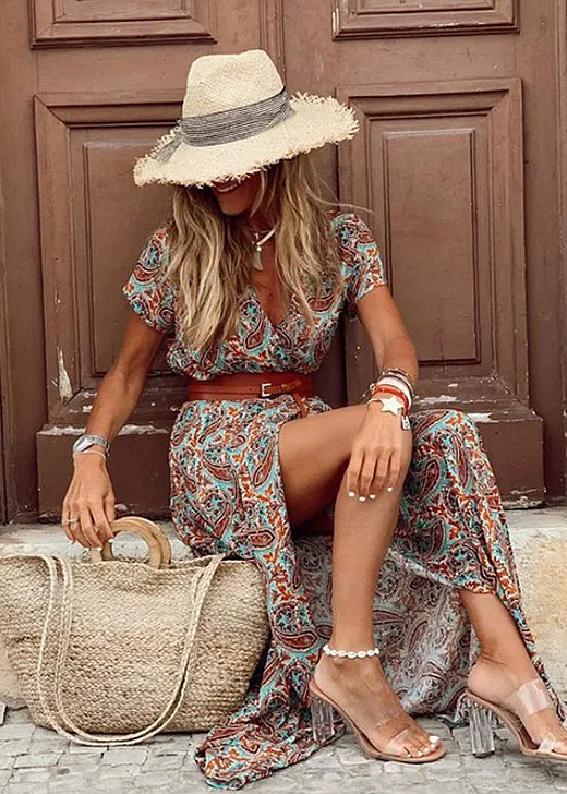 Kathleen – Airy Boho Maxi Dress With Matching Belt