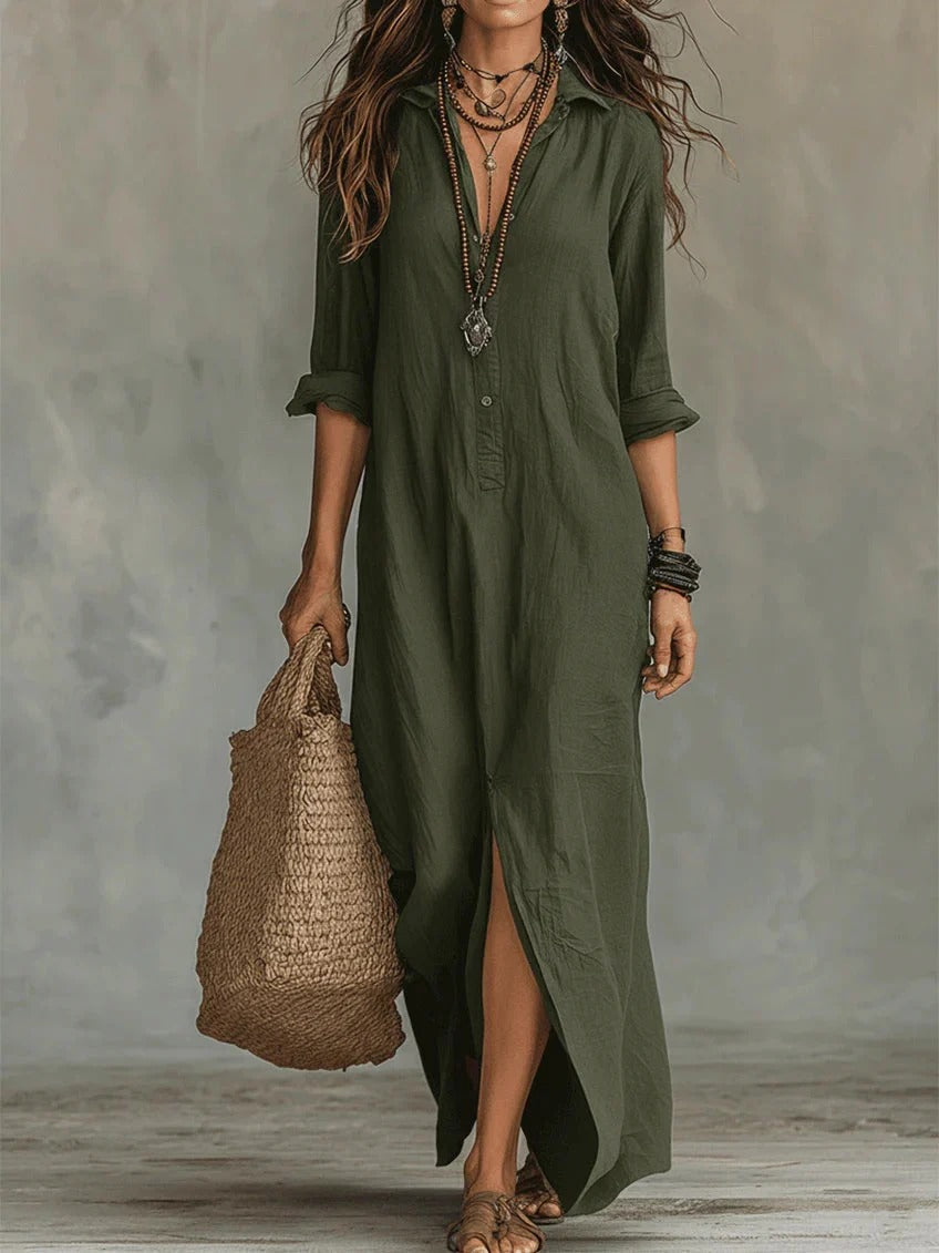 Willow – Relaxed Button-Down Maxi Shirt Dress